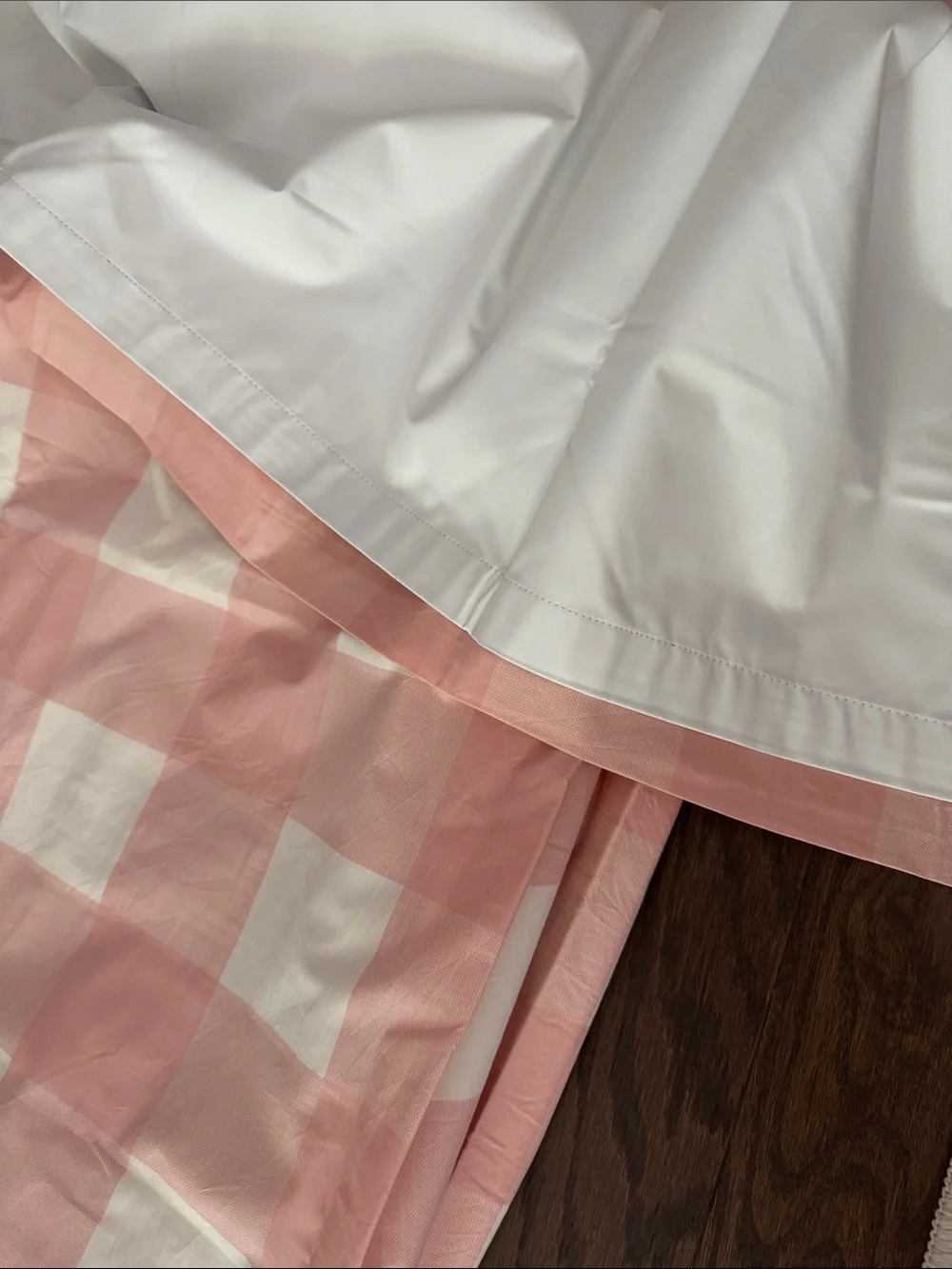 Crate&Barrel Pink and Cream Buffalo-Check Curtain Panels